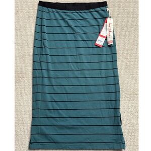 Love Hanna Striped Knit Skirt Stretch Casual Comfy‎ Everyday Teal Black S